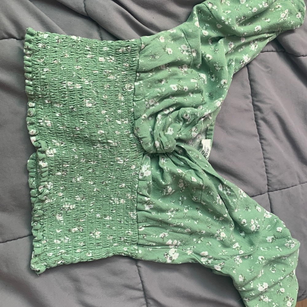 Floral Green Crop Top